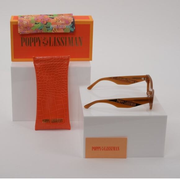 Poppy Lissiman NWT Ren Orange Brown Tortoise Shell Tinted Cat Eye Sunglasses - Picture 2 of 5